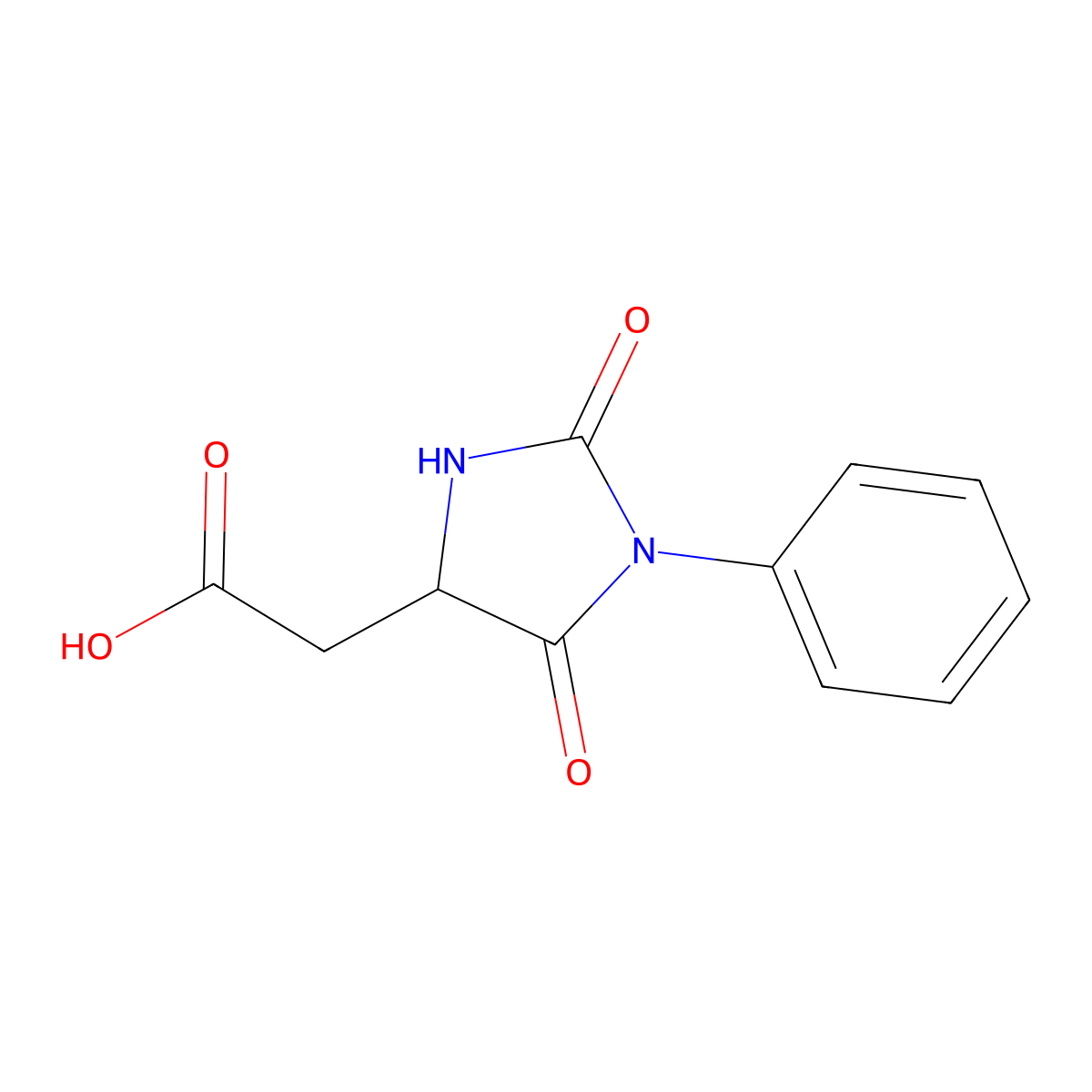 4-Imidazolidineacetic acid, 2,5-dioxo-1-phenyl- molecular structure, CAS 62848-47-9