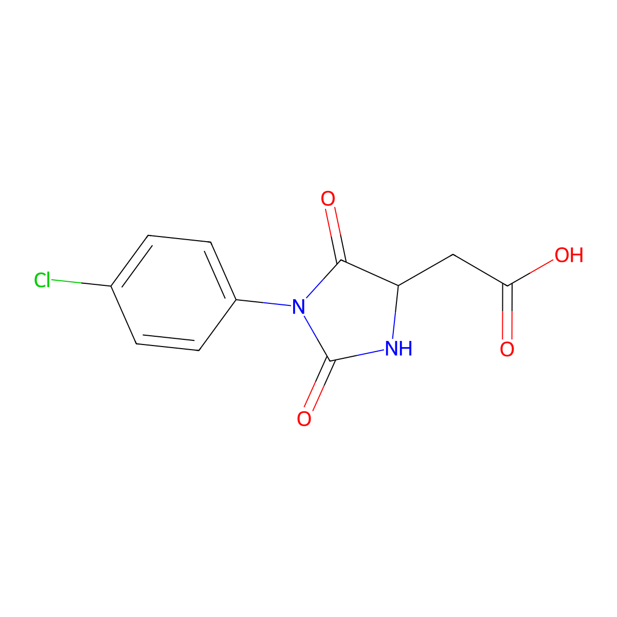 4-Imidazolidineacetic acid, 1-(4-chlorophenyl)-2,5-dioxo- molecular structure, CAS 62848-53-7