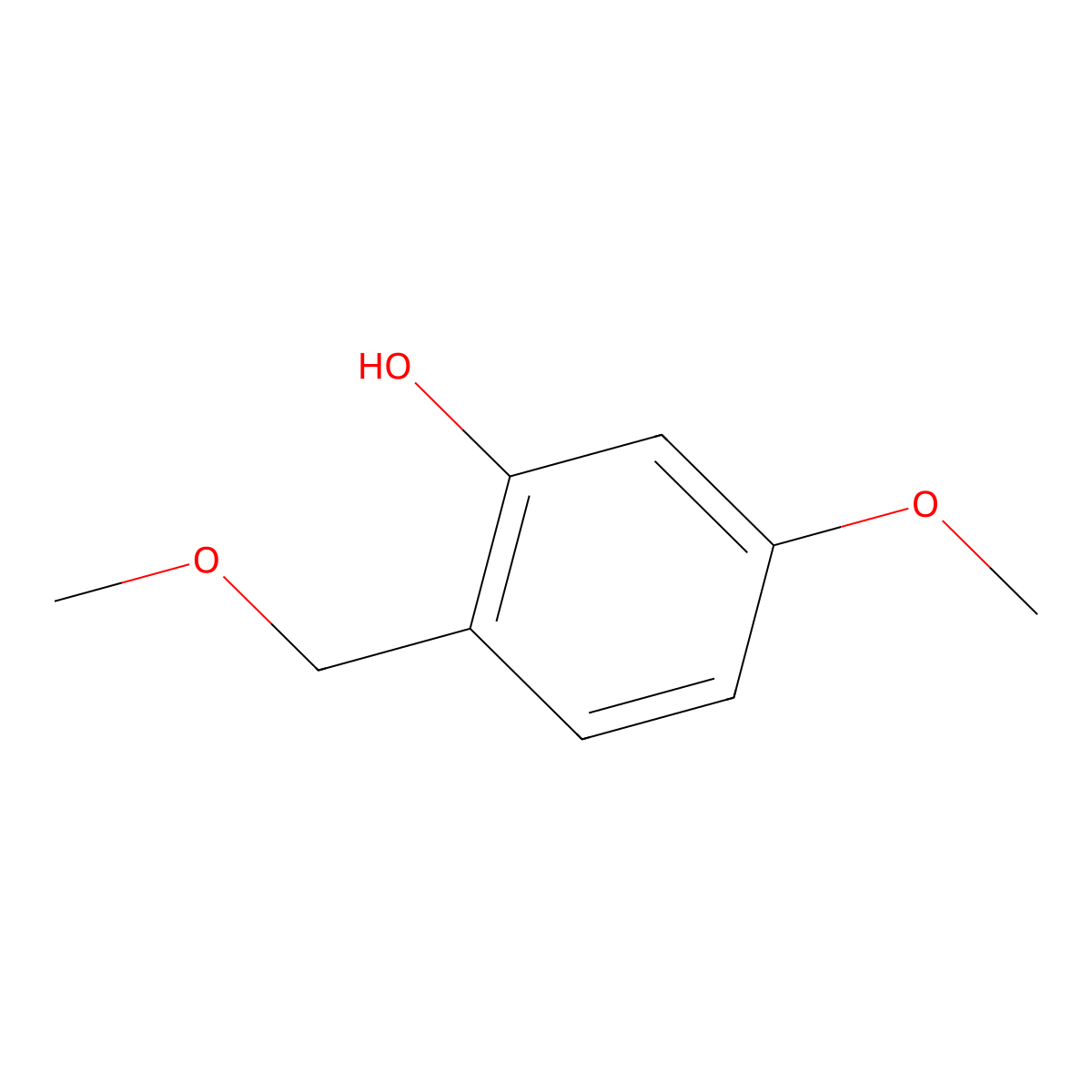 Phenol, 5-methoxy-2-(methoxymethyl)- molecular structure, CAS 62849-09-6