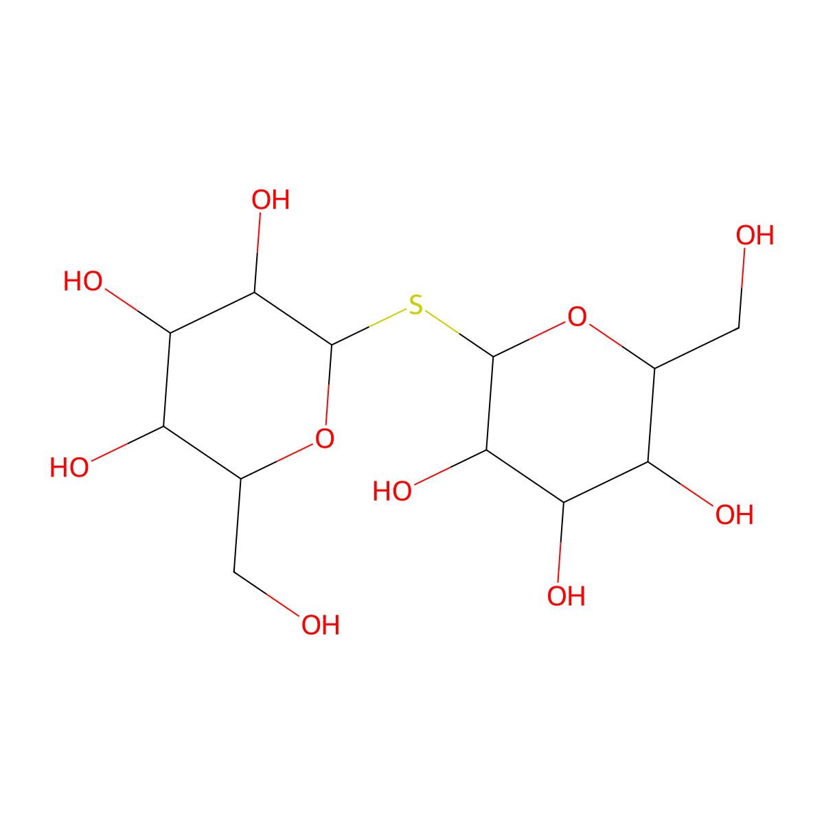 2-(Hydroxymethyl)-6-[3,4,5-trihydroxy-6-(hydroxymethyl)oxan-2-yl]sulfanyloxane-3,4,5-triol molecular structure, CAS 62853-32-1