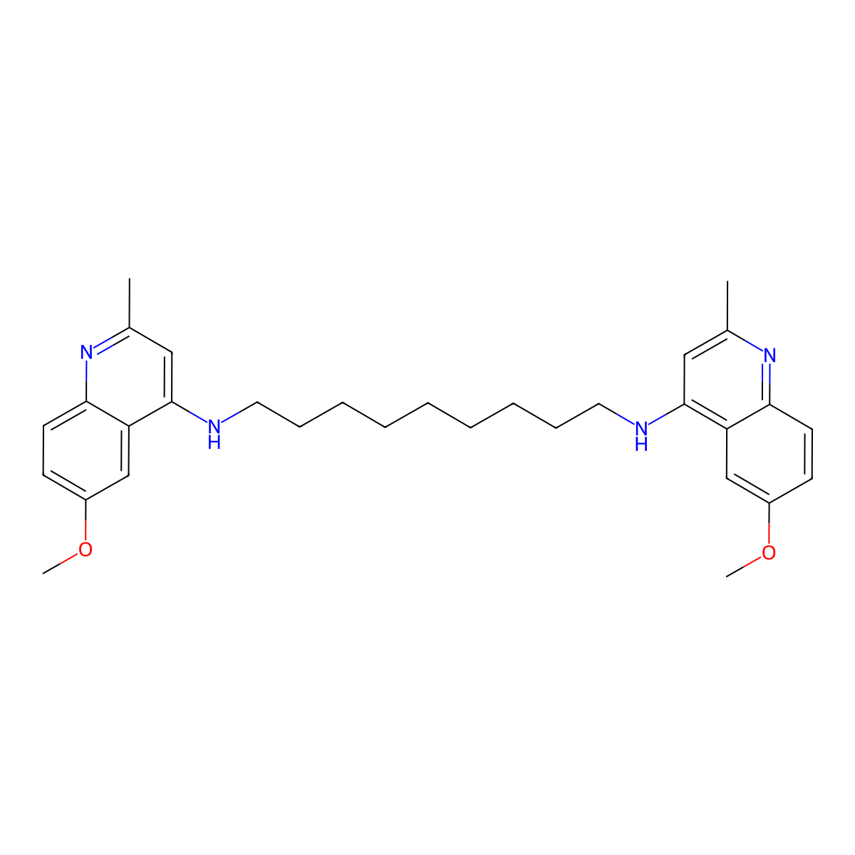 N,N'-bis(6-methoxy-2-methylquinolin-4-yl)nonane-1,9-diamine molecular structure, CAS 6286-09-5
