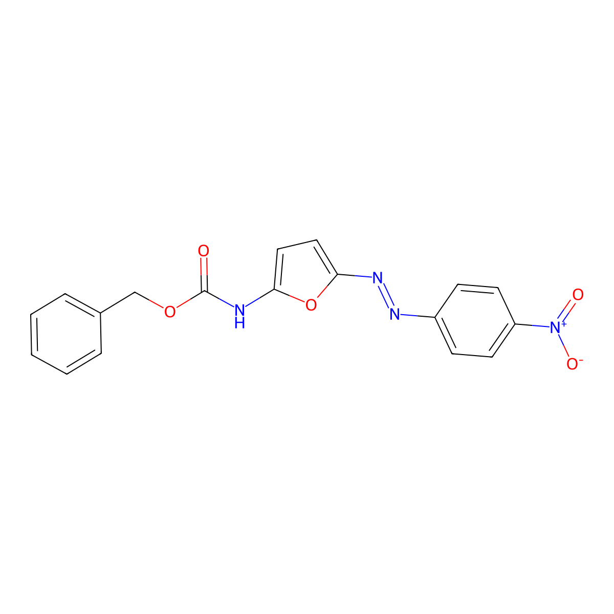 Benzyl (5-((4-nitrophenyl)diazenyl)furan-2-yl)carbamate molecular structure, CAS 6286-33-5
