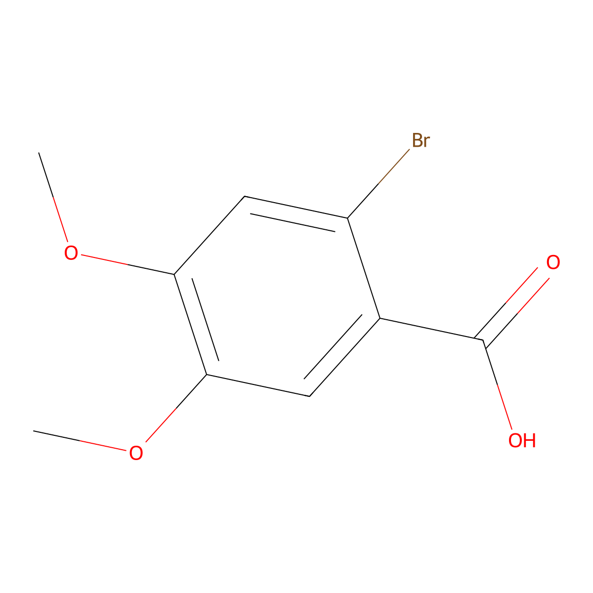 2-Bromo-4,5-dimethoxybenzoic acid molecular structure, CAS 6286-46-0