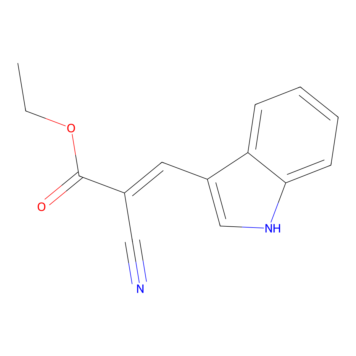 Ethyl 2-cyano-3-(1H-indol-3-yl)acrylate molecular structure, CAS 6286-56-2