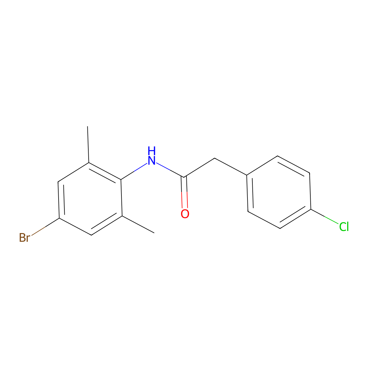 N-(4-bromo-2,6-dimethylphenyl)-2-(4-chlorophenyl)acetamide molecular structure, CAS 6286-73-3