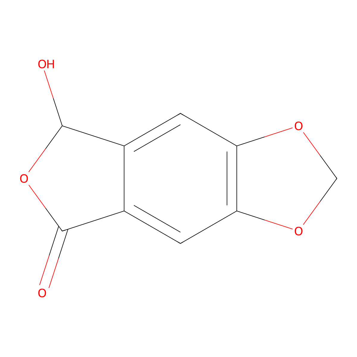 12-Hydroxy-4,6,11-trioxatricyclo[7.3.0.0,3,7]dodeca-1,3(7),8-trien-10-one molecular structure, CAS 62869-57-2