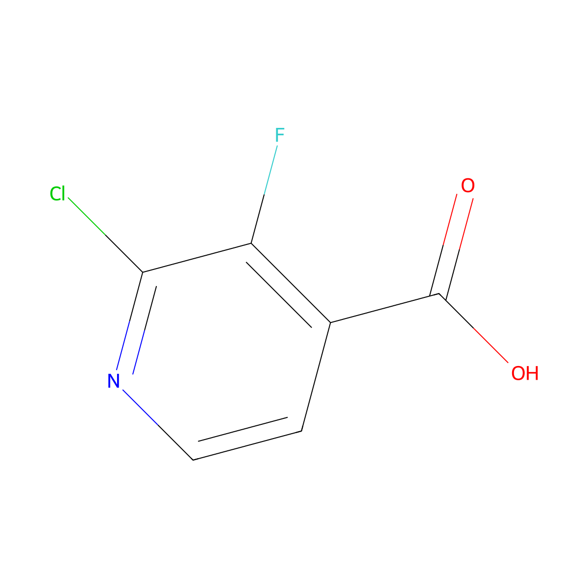 2-Chloro-3-fluoropyridine-4-carboxylic acid molecular structure, CAS 628691-93-0