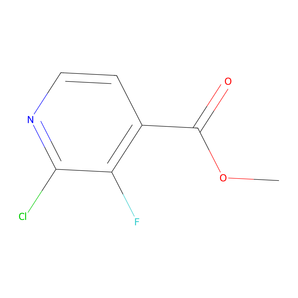 Methyl 2-chloro-3-fluoropyridine-4-carboxylate molecular structure, CAS 628691-95-2