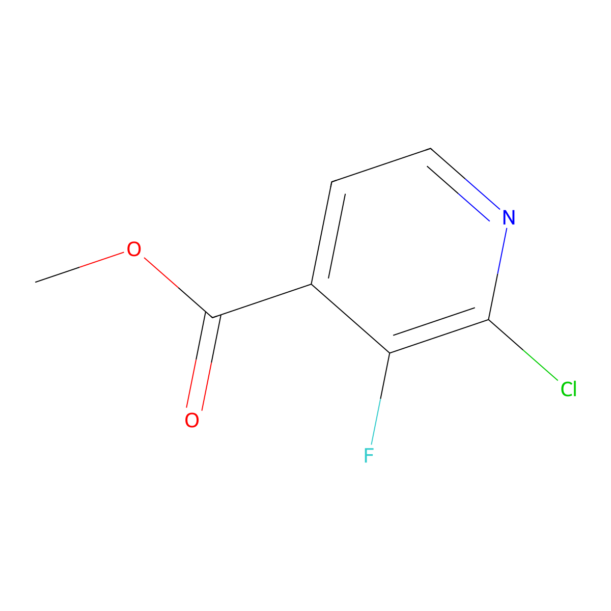 Methyl 2-chloro-3-fluoropyridine-4-carboxylate molecular structure, CAS 628691-95-2