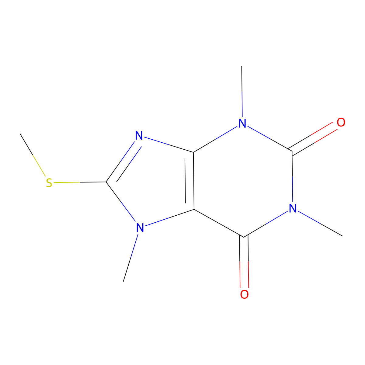 8-Methylthiocaffeine molecular structure, CAS 6287-54-3