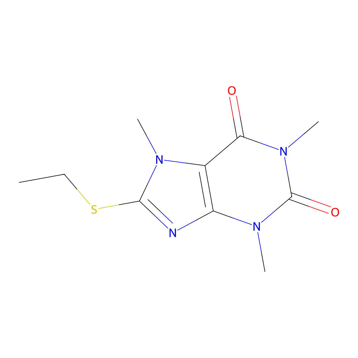 8-Ethylthiocaffeine molecular structure, CAS 6287-57-6