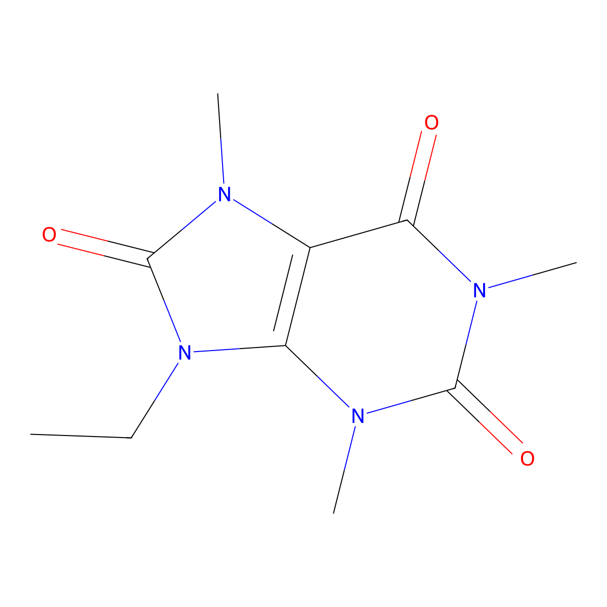 9-Ethyl-1,3,7-trimethyluric acid molecular structure, CAS 6287-59-8