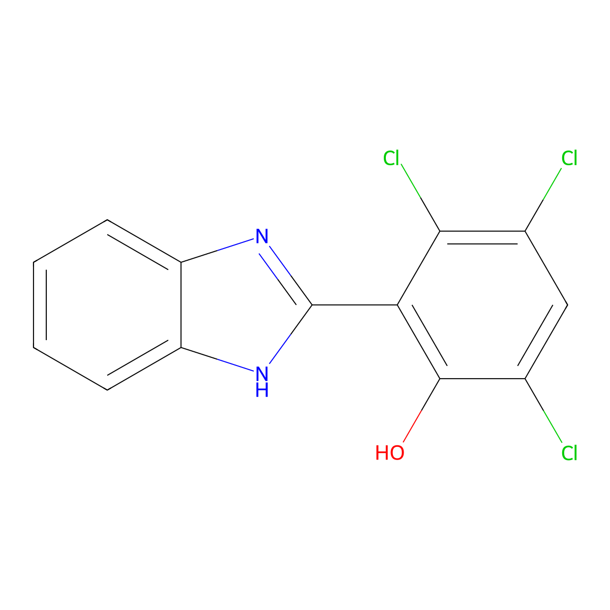 Phenol, 2-(1H-benzimidazol-2-yl)-3,4,6-trichloro- molecular structure, CAS 62871-14-1