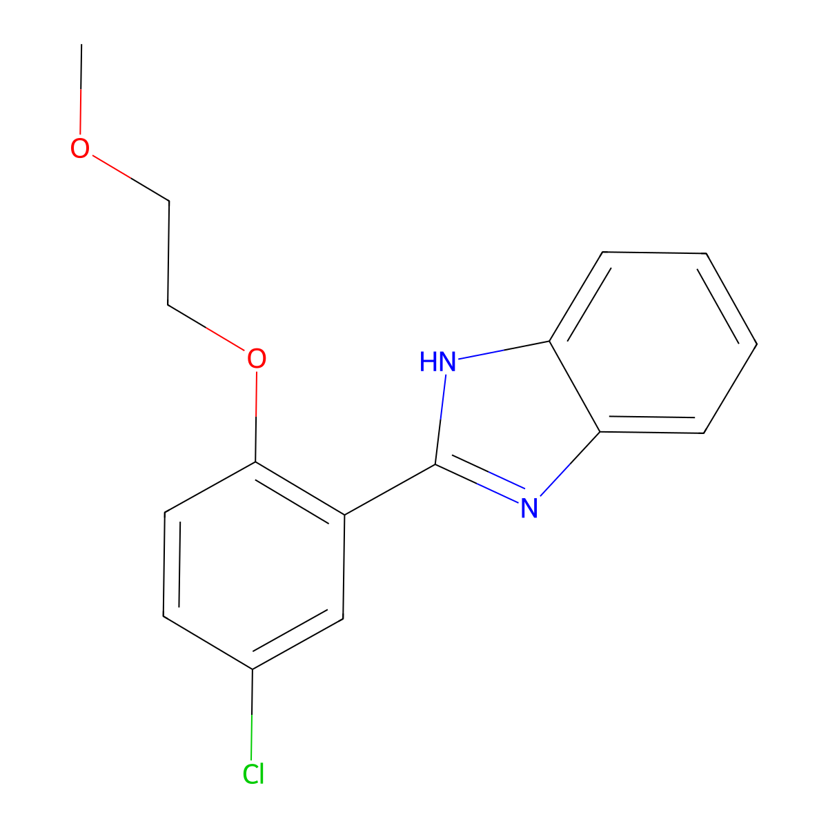 1H-Benzimidazole, 2-[5-chloro-2-(2-methoxyethoxy)phenyl]- molecular structure, CAS 62871-22-1