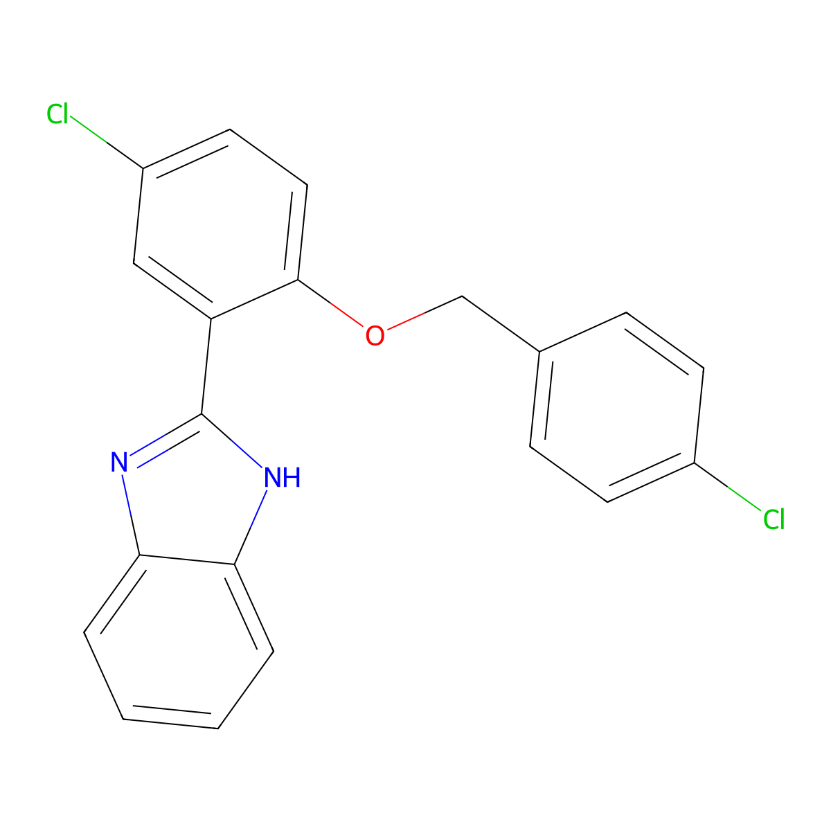 1H-Benzimidazole, 2-[5-chloro-2-[(4-chlorophenyl)methoxy]phenyl]- molecular structure, CAS 62871-26-5