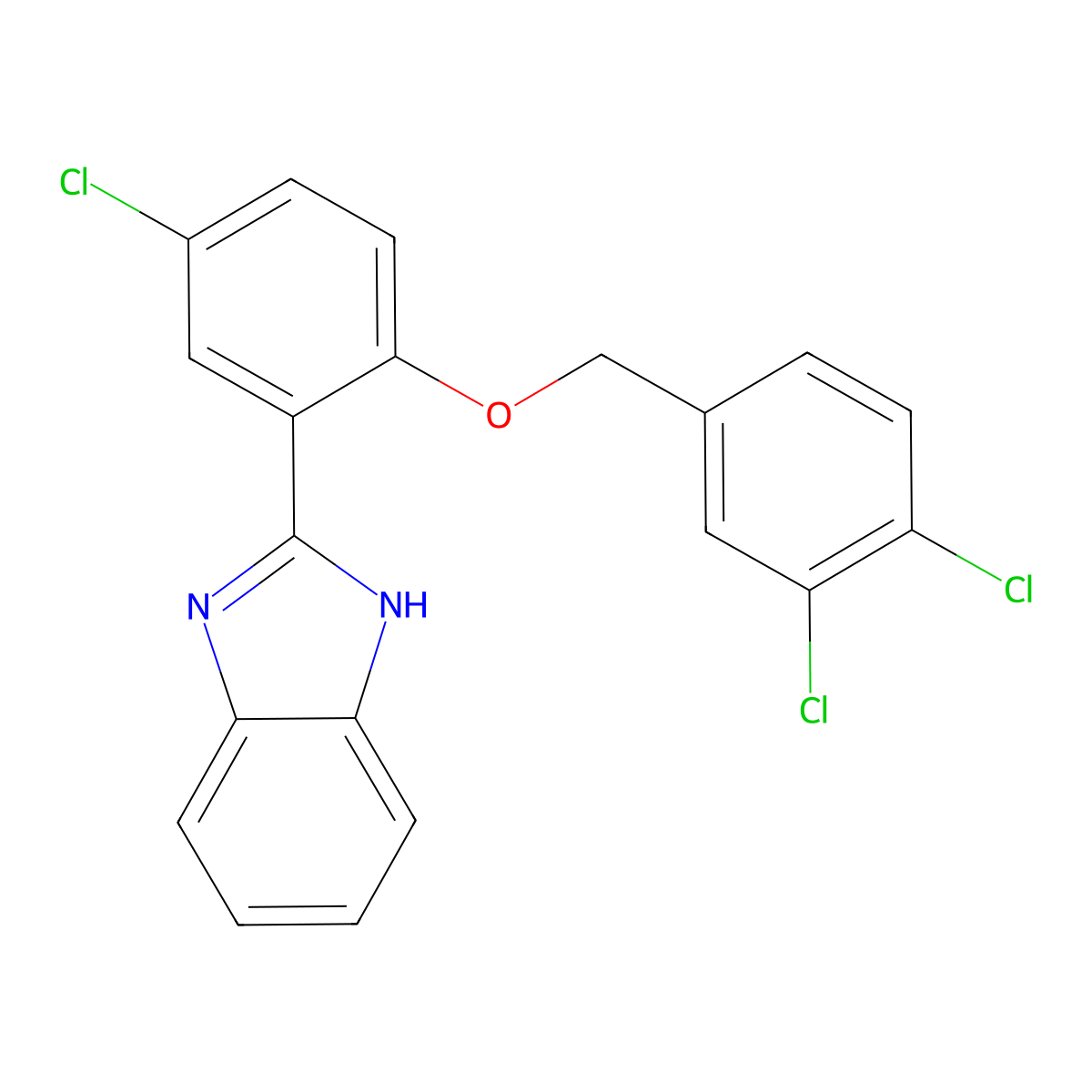 1H-Benzimidazole, 2-[5-chloro-2-[(3,4-dichlorophenyl)methoxy]phenyl]- molecular structure, CAS 62871-27-6