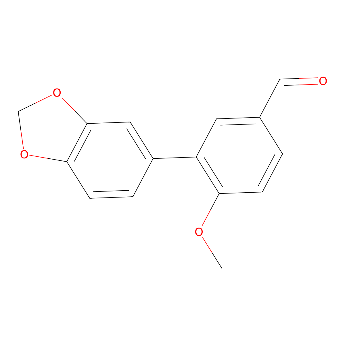 3-(1,3-Benzodioxol-5-yl)-4-methoxybenzaldehyde molecular structure, CAS 628710-78-1