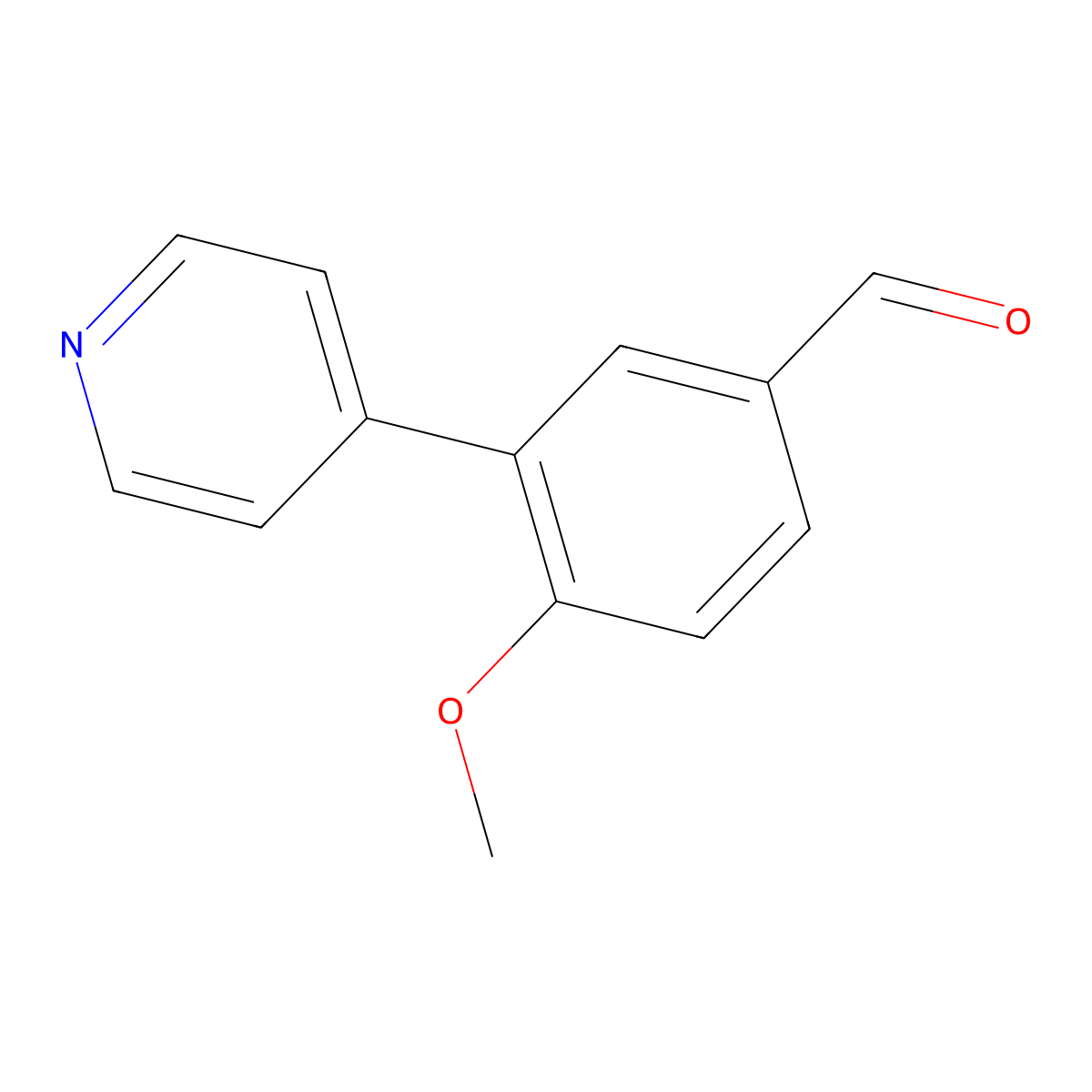 4-Methoxy-3-(pyrid-4-yl)benzenecarboxaldehyde molecular structure, CAS 628711-27-3