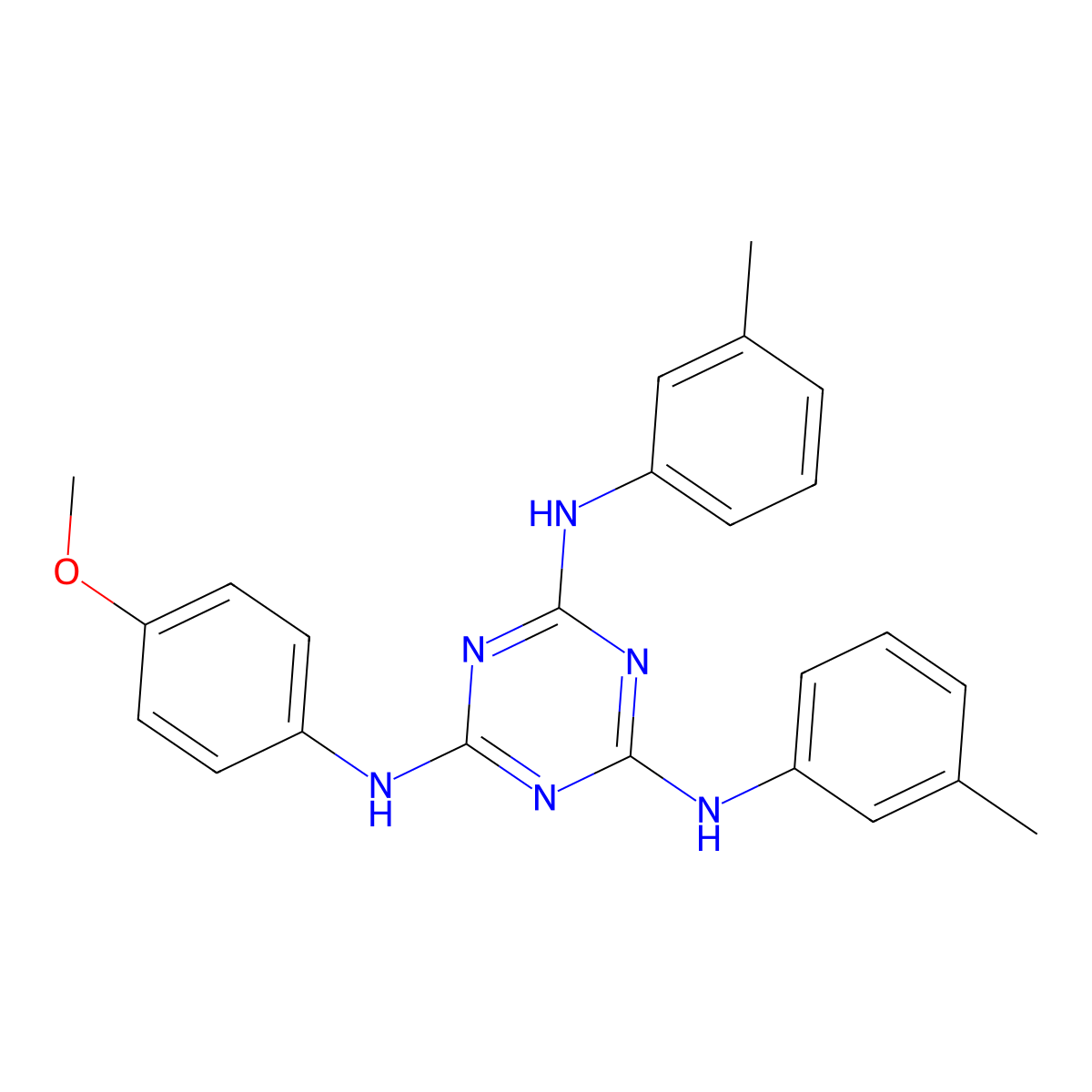 N2-(4-Methoxyphenyl)-N4,N6-di-m-tolyl-1,3,5-triazine-2,4,6-triamine molecular structure, CAS 628725-21-3