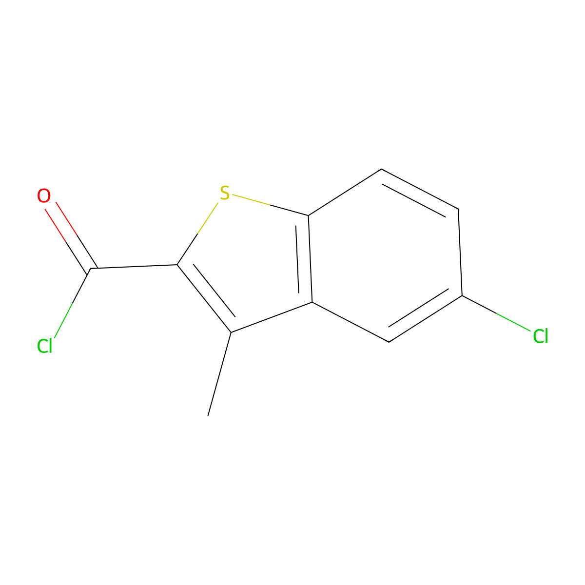 5-Chloro-3-methyl-1-benzothiophene-2-carbonyl chloride molecular structure, CAS 628725-97-3