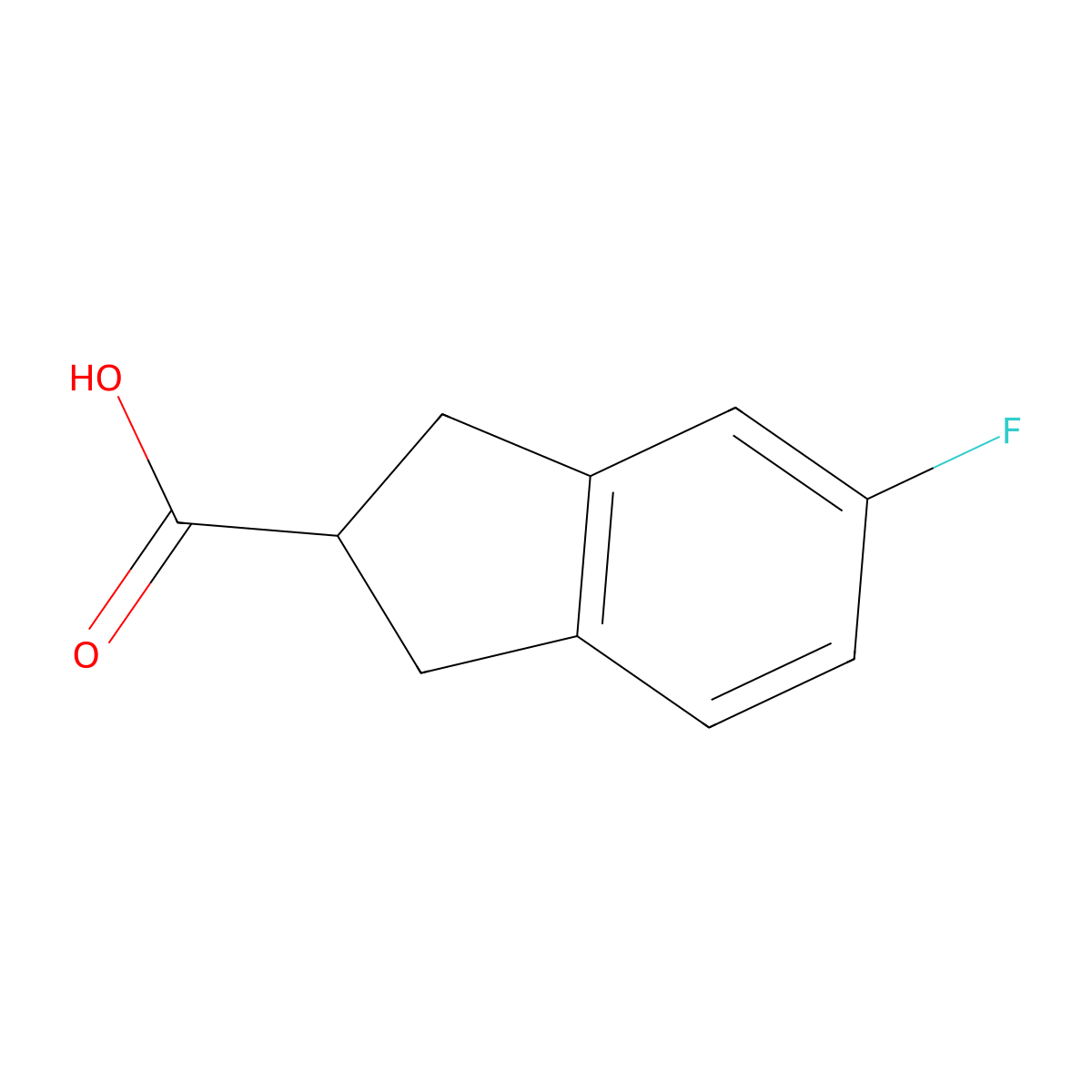 5-Fluoro-2,3-dihydro-1H-indene-2-carboxylic acid molecular structure, CAS 628732-07-0