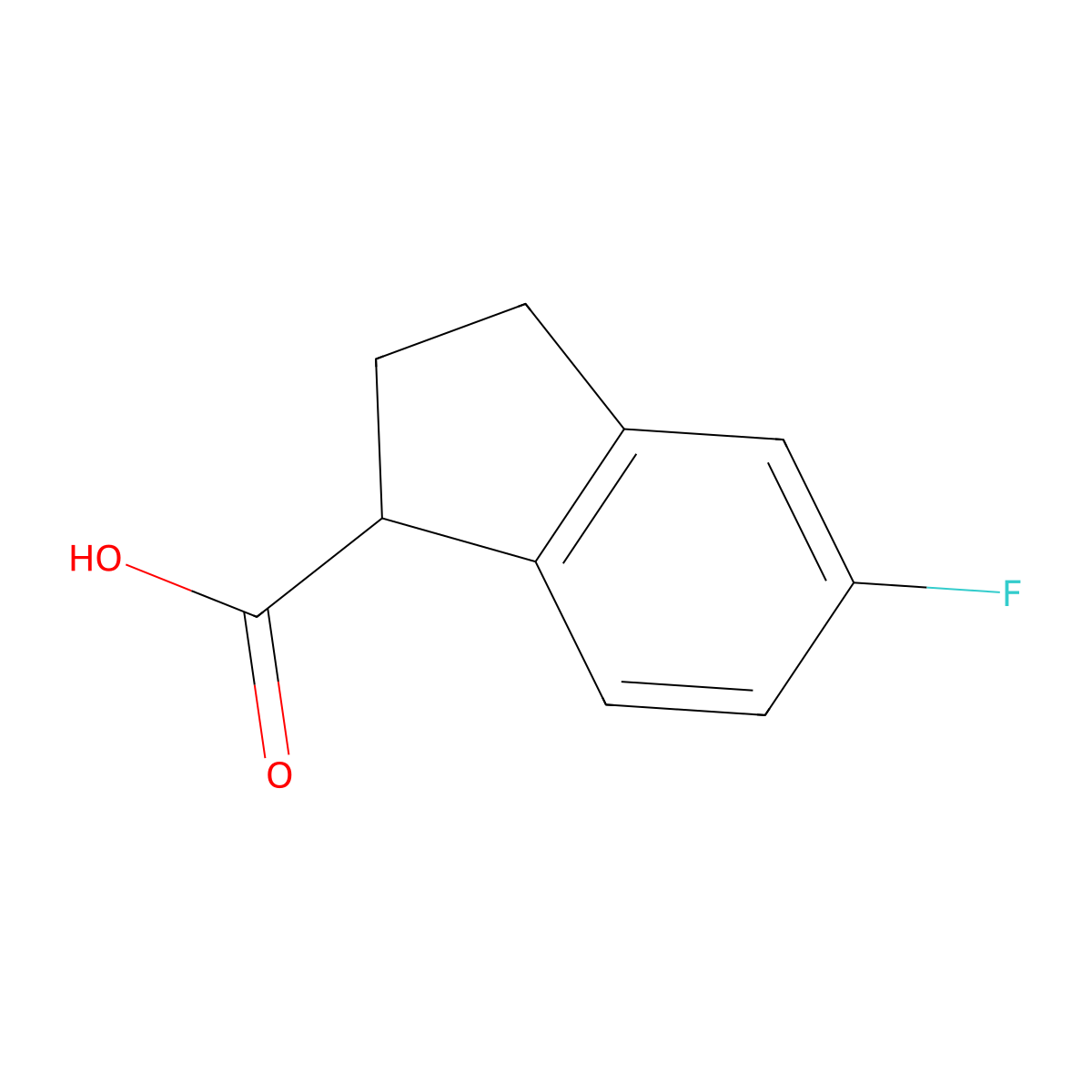 5-fluoro-2,3-dihydro-1H-indene-1-carboxylic acid molecular structure, CAS 628732-48-9
