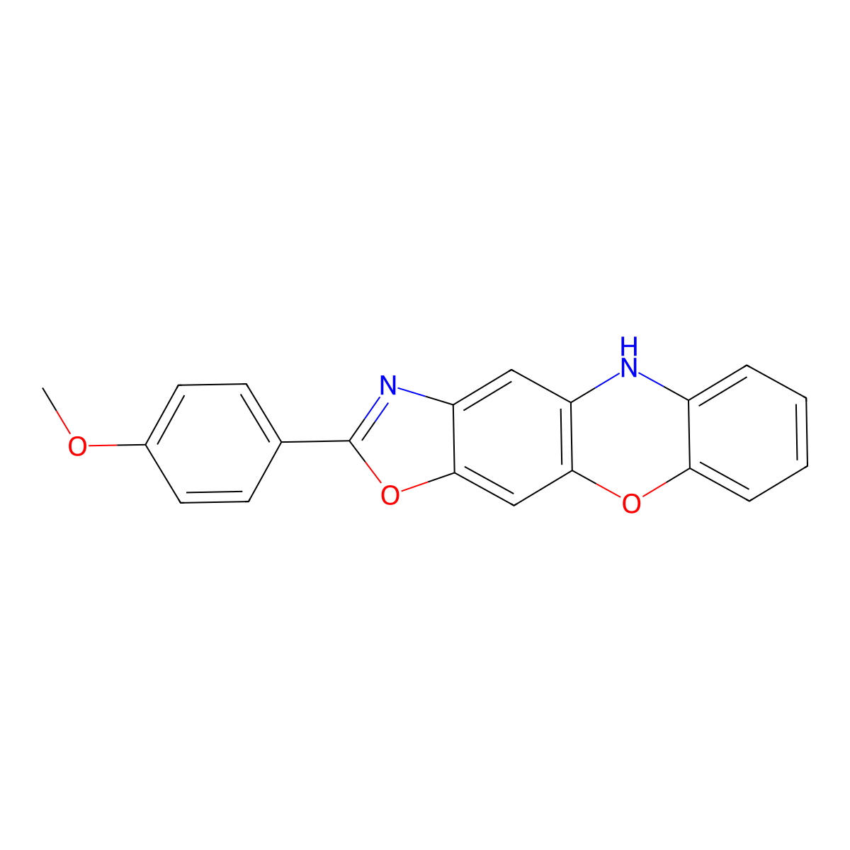 5H-Oxazolo[4,5-b]phenoxazine, 2-(4-methoxyphenyl)- molecular structure, CAS 62878-35-7