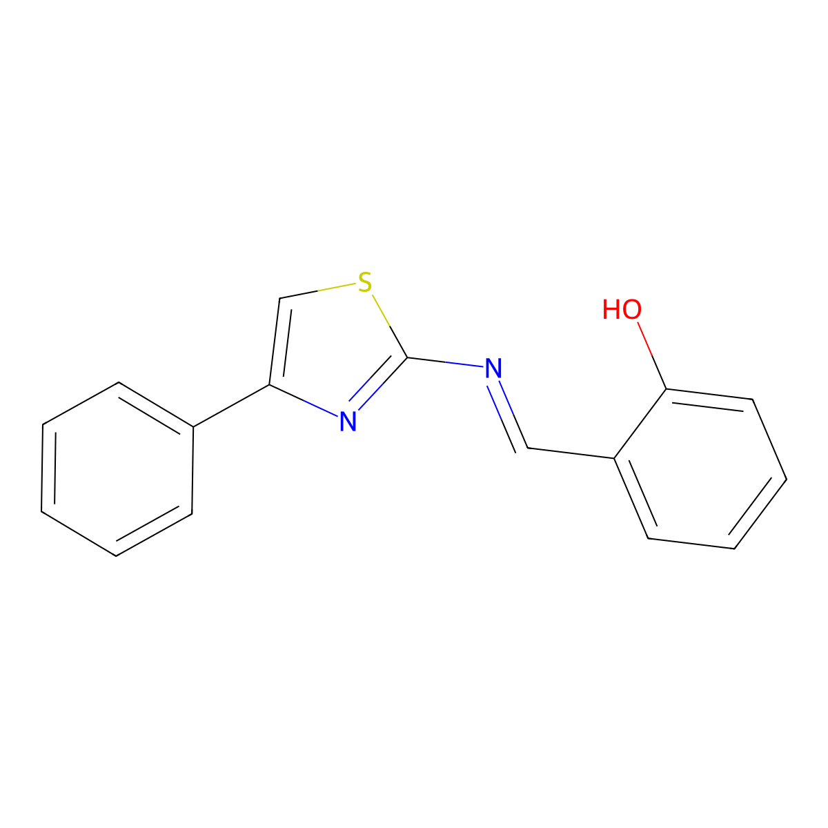 Phenol, 2-(((4-phenyl-2-thiazolyl)imino)methyl)- molecular structure, CAS 62878-59-5