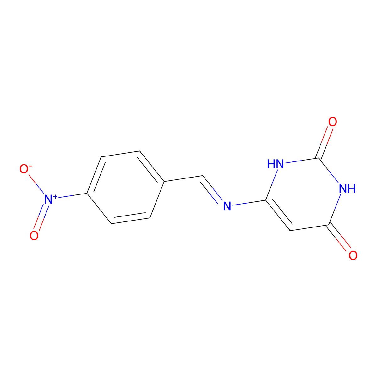 6-[(4-nitrophenyl)methylideneamino]-1H-pyrimidine-2,4-dione molecular structure, CAS 62879-03-2