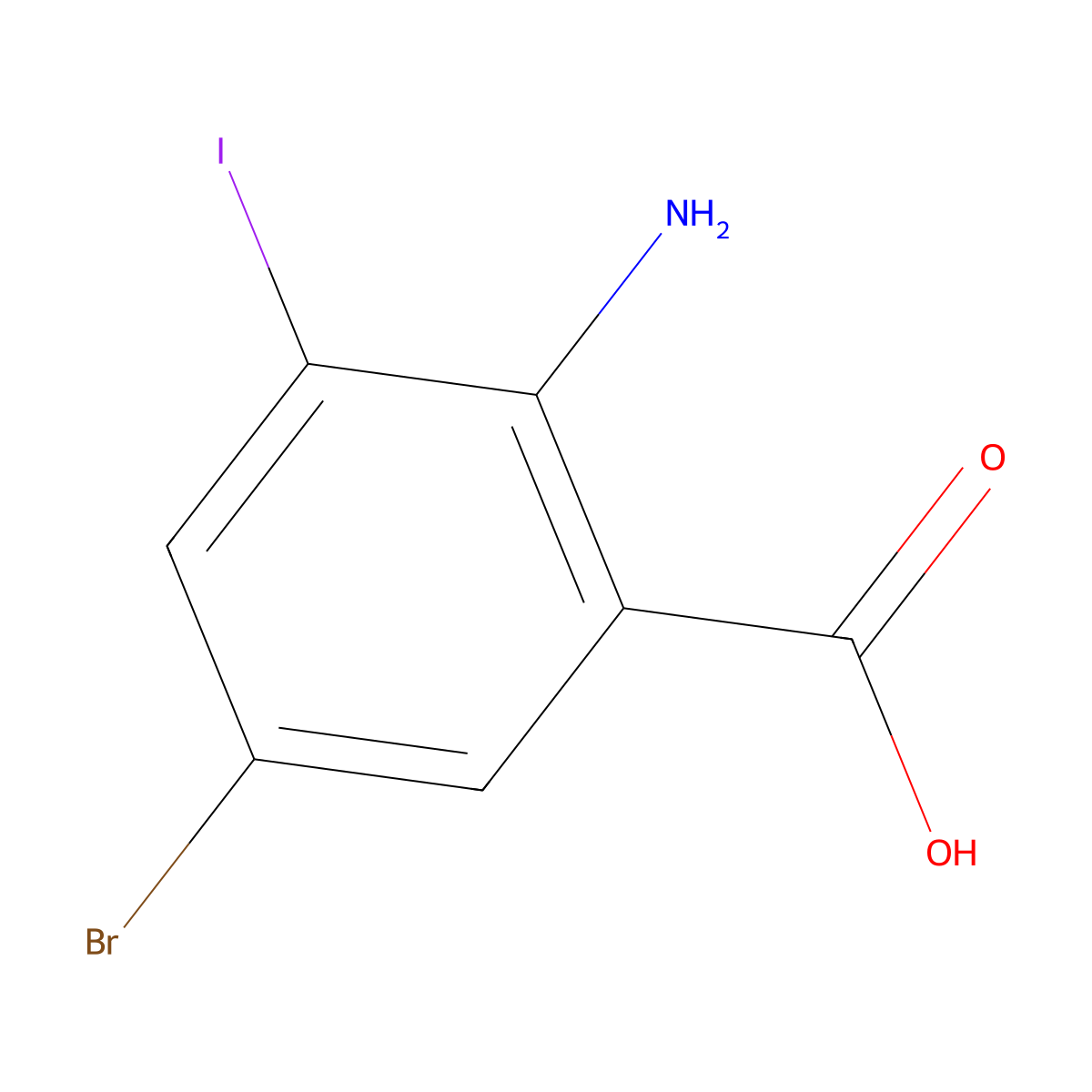 2-Amino-5-bromo-3-iodobenzoic acid molecular structure, CAS 6288-59-1