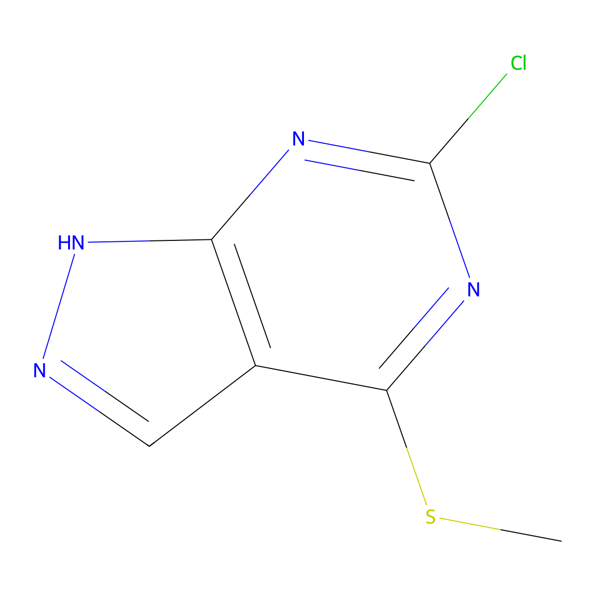 6-chloro-4-methylsulfanyl-1H-pyrazolo[3,4-d]pyrimidine molecular structure, CAS 6288-85-3