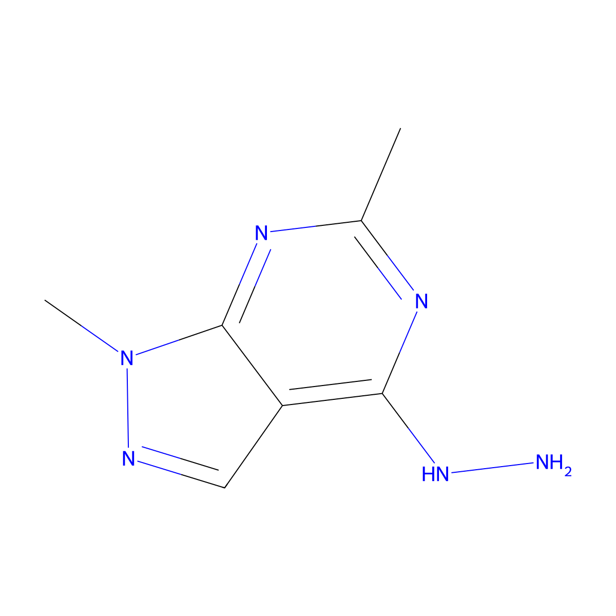 4-Hydrazinyl-1,6-dimethyl-1h-pyrazolo[3,4-d]pyrimidine molecular structure, CAS 6288-92-2