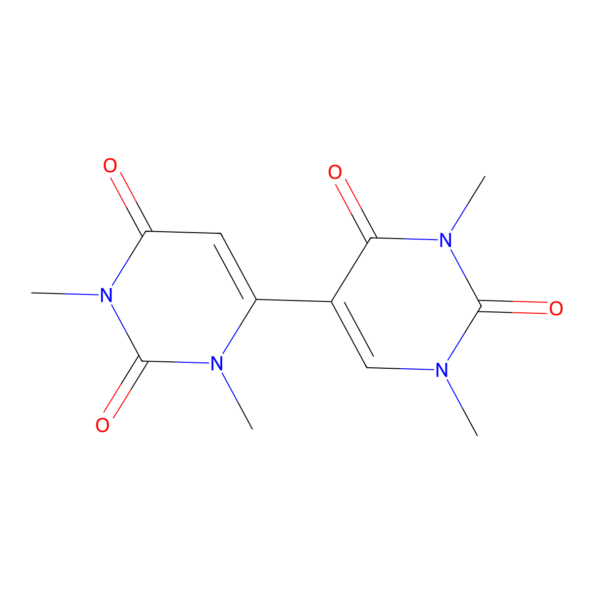 [4,5'-Bipyrimidine]-2,2',4',6(1H,1'H,3H,3'H)-tetrone, 1,1',3,3'-tetramethyl- molecular structure, CAS 62880-87-9