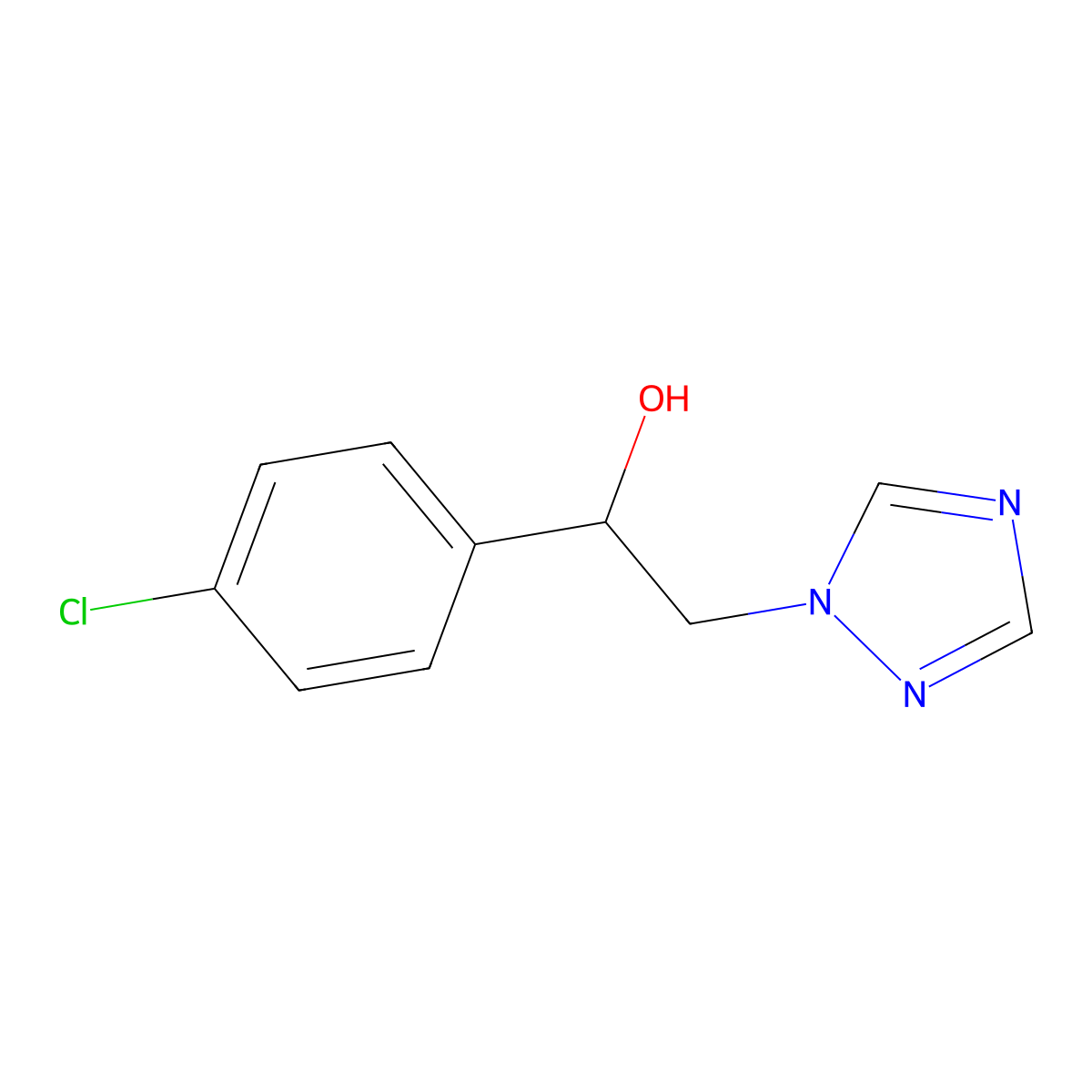 1-(4-chlorophenyl)-2-(1H-1,2,4-triazol-1-yl)ethan-1-ol molecular structure, CAS 62881-59-8