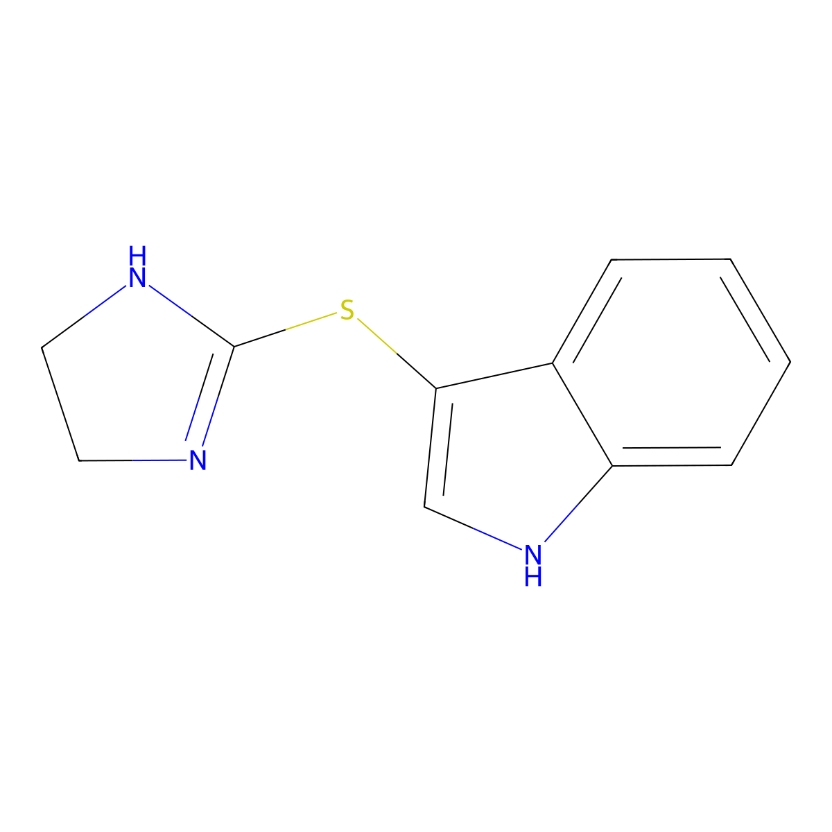 3-((4,5-Dihydro-1H-imidazol-2-yl)thio)-1H-indole molecular structure, CAS 62882-99-9