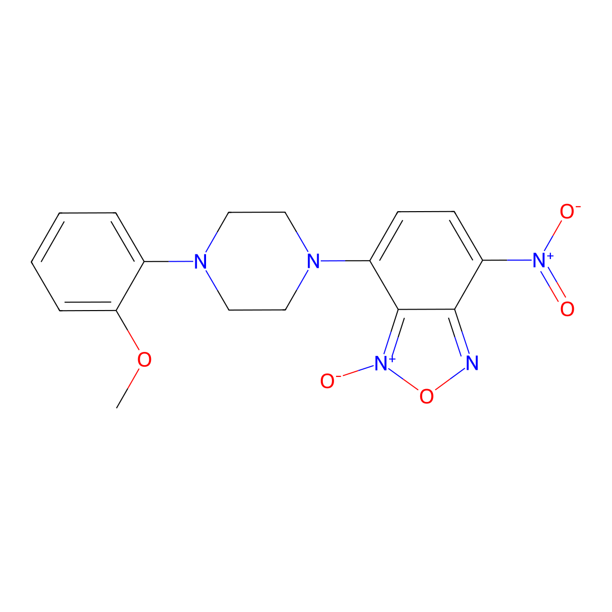 Benzofurazan, 4-(4-(2-methoxyphenyl)-1-piperazinyl)-7-nitro-, 3-oxide molecular structure, CAS 62884-26-8