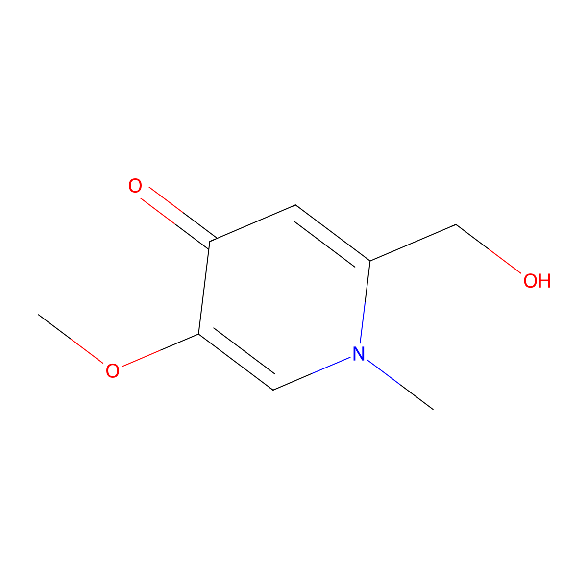 2-(Hydroxymethyl)-5-methoxy-1-methylpyridin-4(1H)-one molecular structure, CAS 62885-45-4