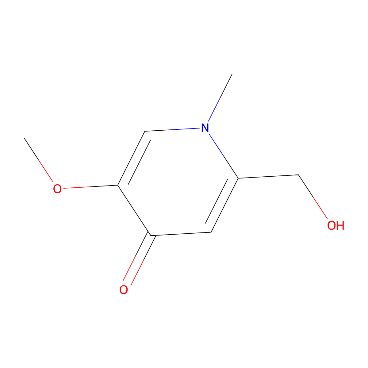 2-(Hydroxymethyl)-5-methoxy-1-methylpyridin-4(1H)-one molecular structure, CAS 62885-45-4