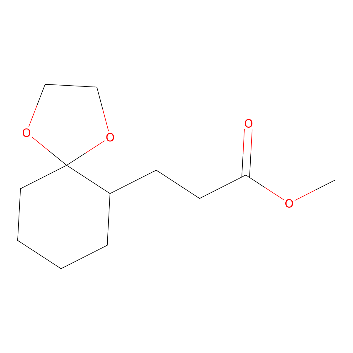 Methyl 3-(1,4-dioxaspiro[4.5]dec-6-yl)propanoate molecular structure, CAS 62885-64-7