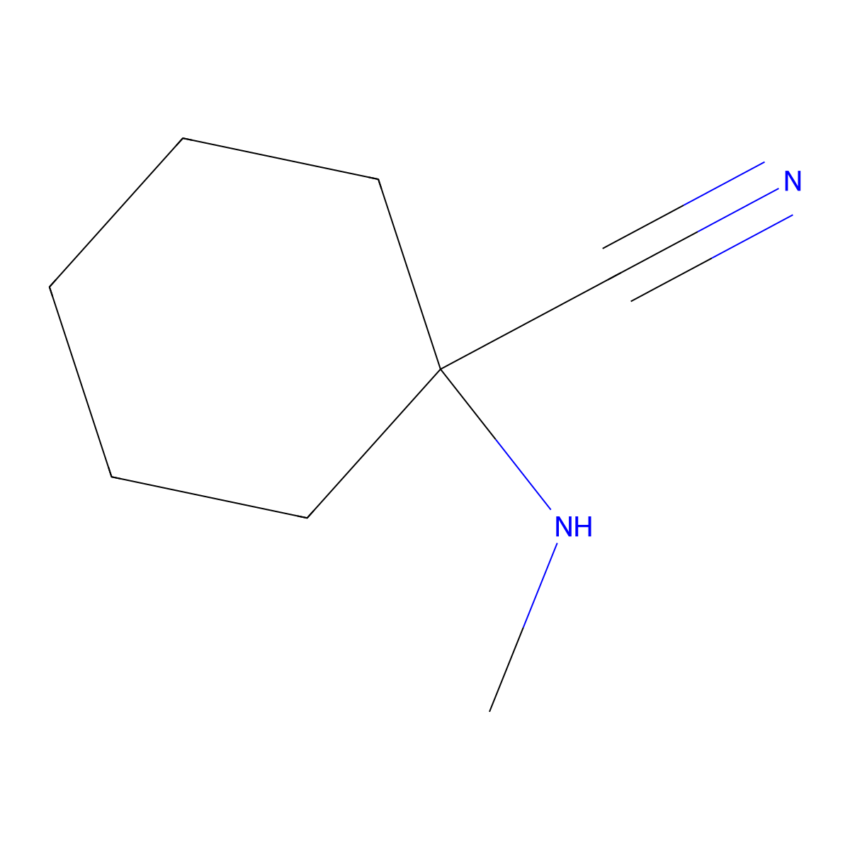 1-(Methylamino)cyclohexane-1-carbonitrile molecular structure, CAS 6289-40-3