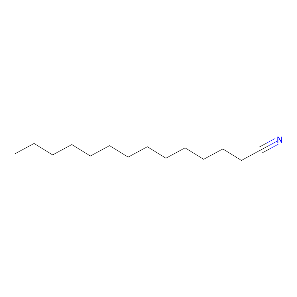 Tetradecanenitrile molecular structure, CAS 629-63-0