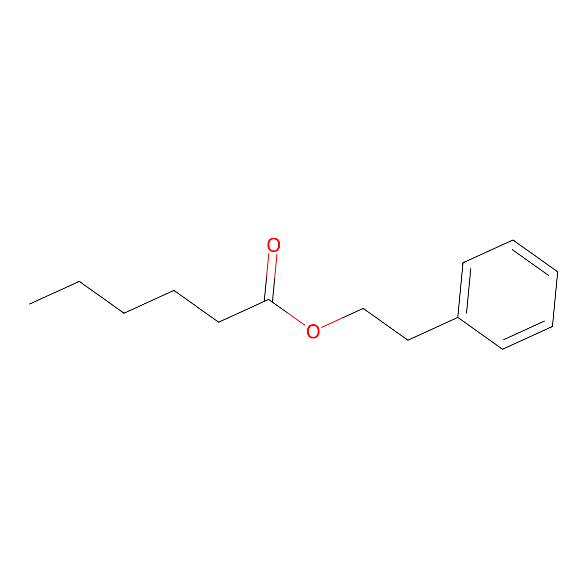 Phenethyl hexanoate molecular structure, CAS 6290-37-5