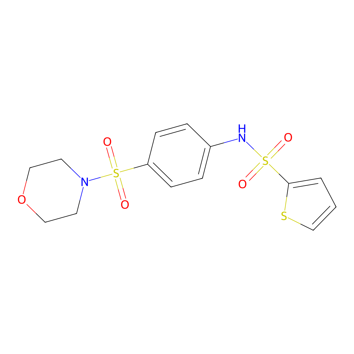 N-(4-morpholin-4-ylsulfonylphenyl)thiophene-2-sulfonamide molecular structure, CAS 6290-77-3