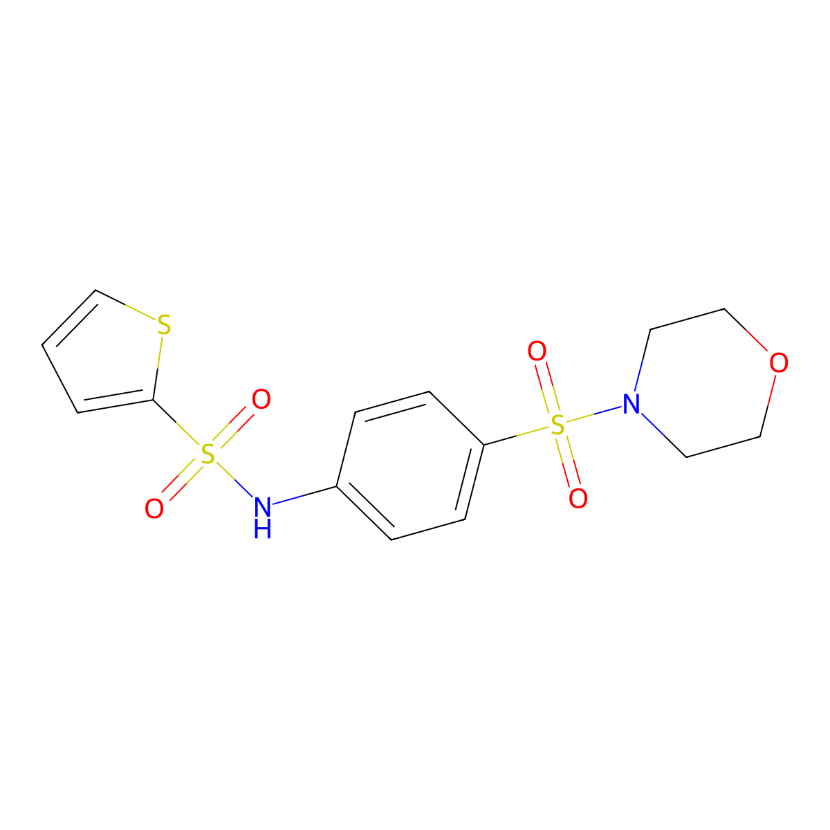 N-(4-morpholin-4-ylsulfonylphenyl)thiophene-2-sulfonamide molecular structure, CAS 6290-77-3