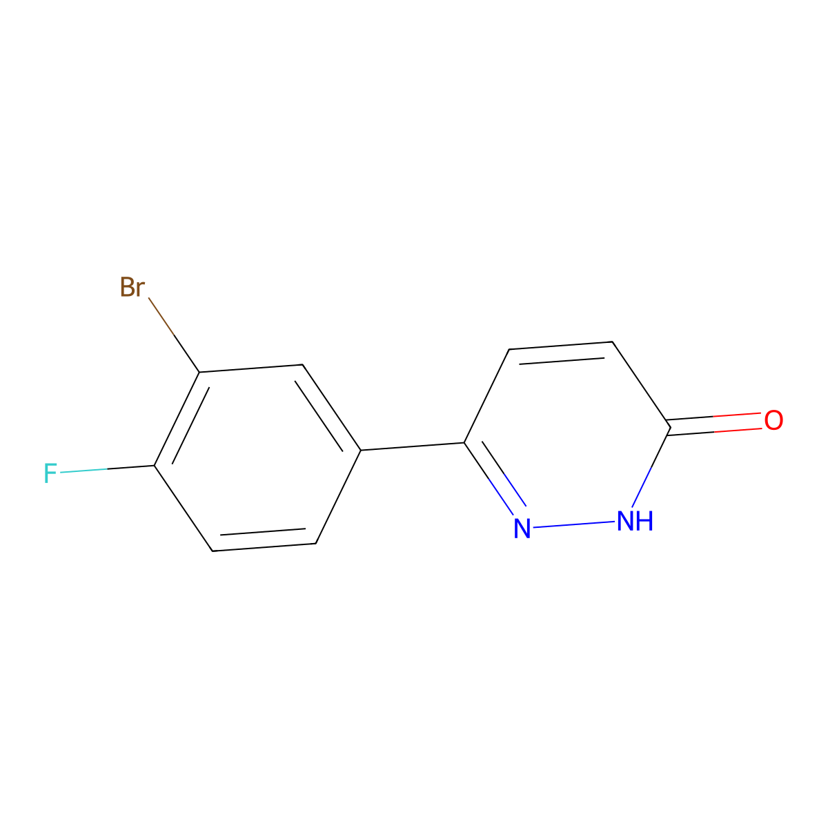 6-(3-Bromo-4-fluorophenyl)-2,3-dihydropyridazin-3-one molecular structure, CAS 62902-75-4