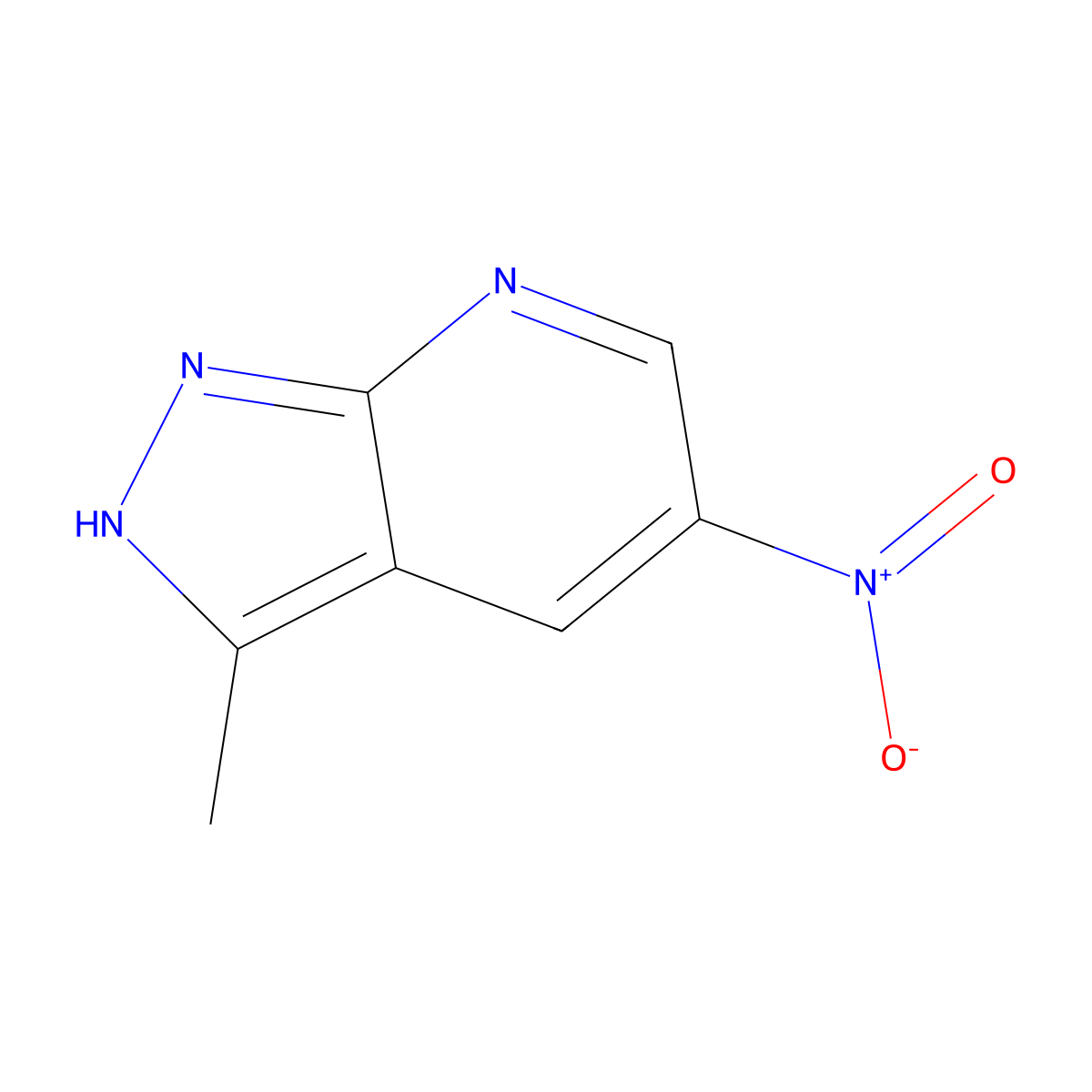 3-methyl-5-nitro-1H-pyrazolo[3,4-b]pyridine molecular structure, CAS 62908-83-2