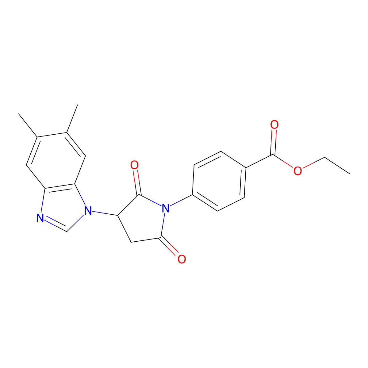 ethyl 4-[3-(5,6-dimethyl-1H-benzimidazol-1-yl)-2,5-dioxopyrrolidin-1-yl]benzoate molecular structure, CAS 62908-94-5