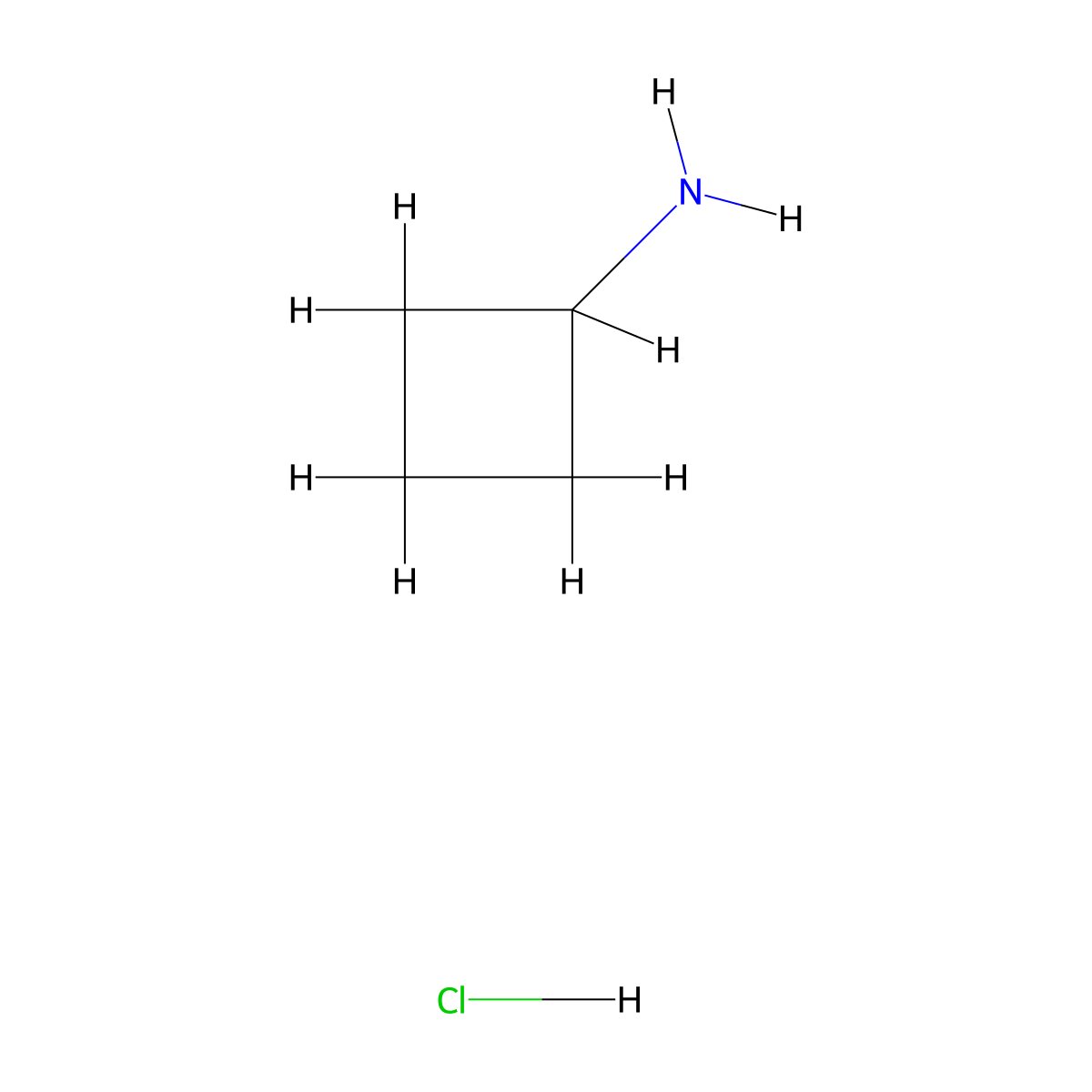 Cyclobutanamine, hydrochloride (1:1) molecular structure, CAS 6291-01-6