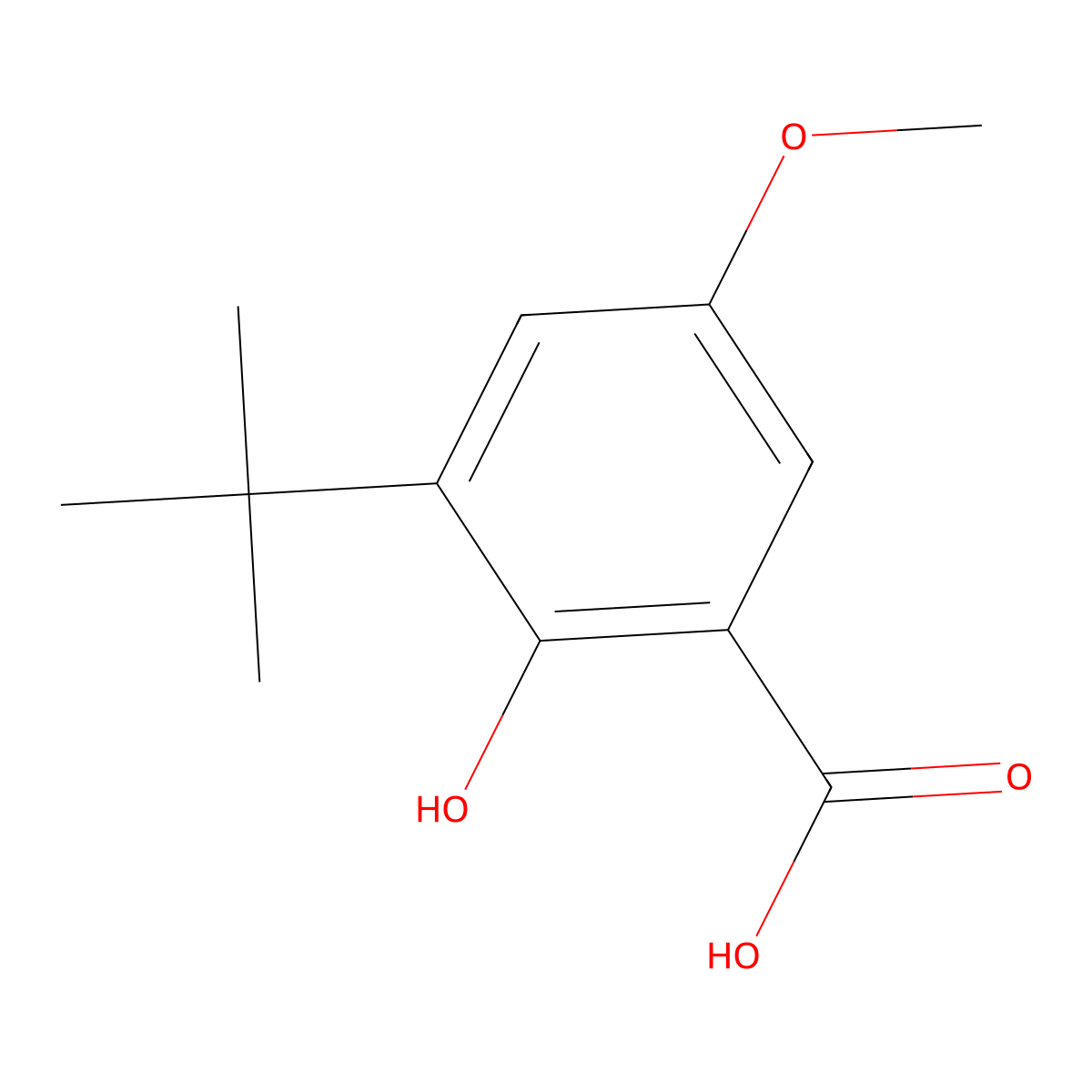 3-Tert-butyl-2-hydroxy-5-methoxybenzoic acid molecular structure, CAS 6291-15-2
