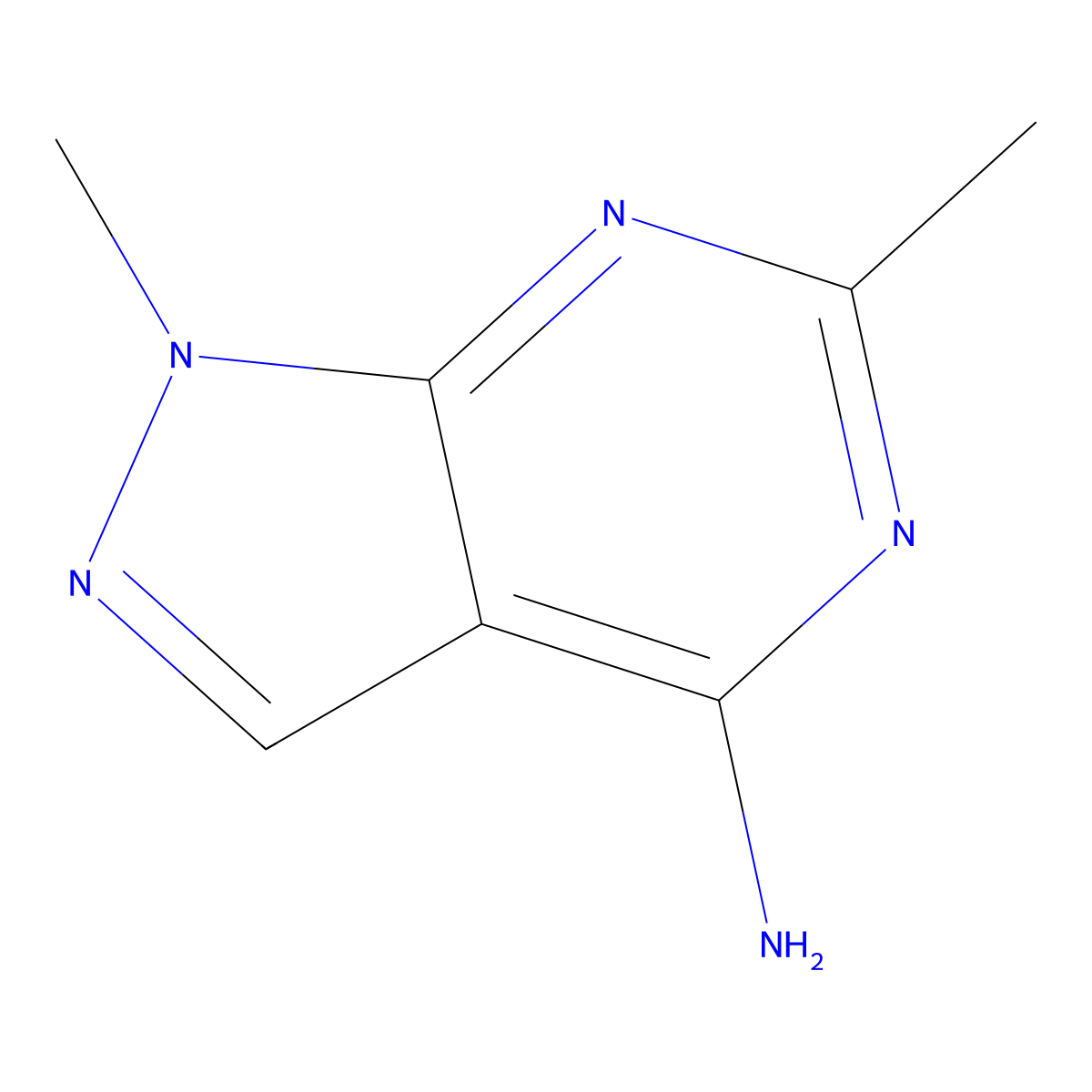1,6-Dimethyl-1H-pyrazolo(3,4-d)pyrimidin-4-amine molecular structure, CAS 6291-32-3